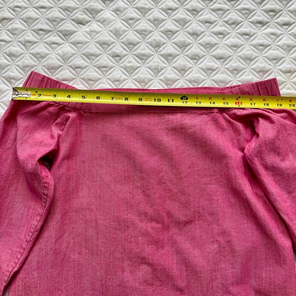 Banana Republic Factory Pink Chambray Button Down Back Off The Shoulder Top Sz S - Picture 12 of 15